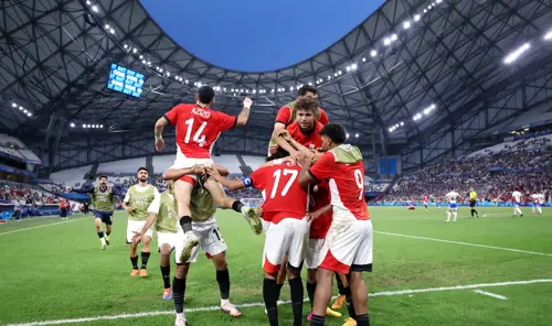 Egypt players celebrate reaching the semis