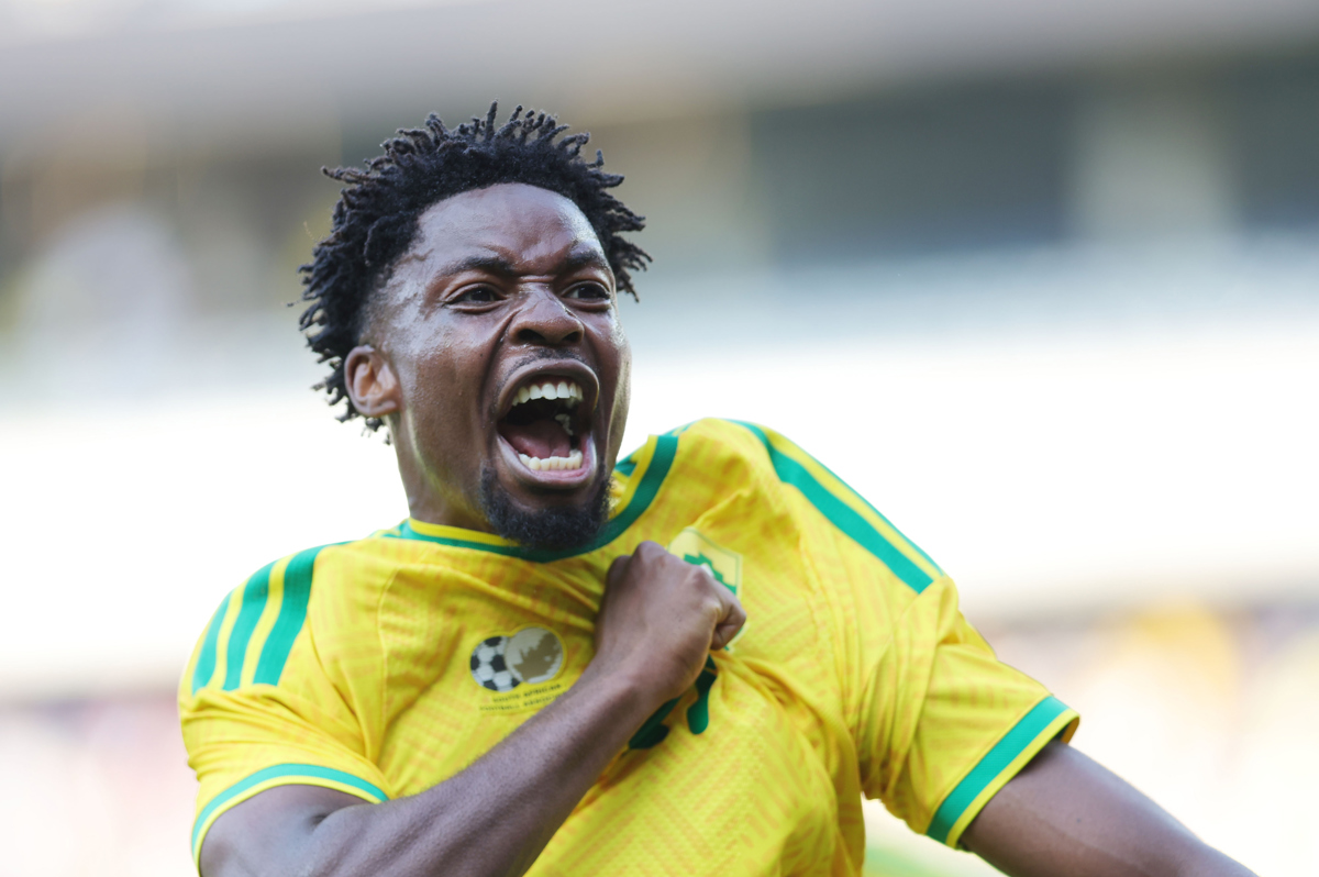 Bafana Bafana wakisherehekea bao dhidi ya Guinea Orlando Stadium AFCON PAMOJA 2027