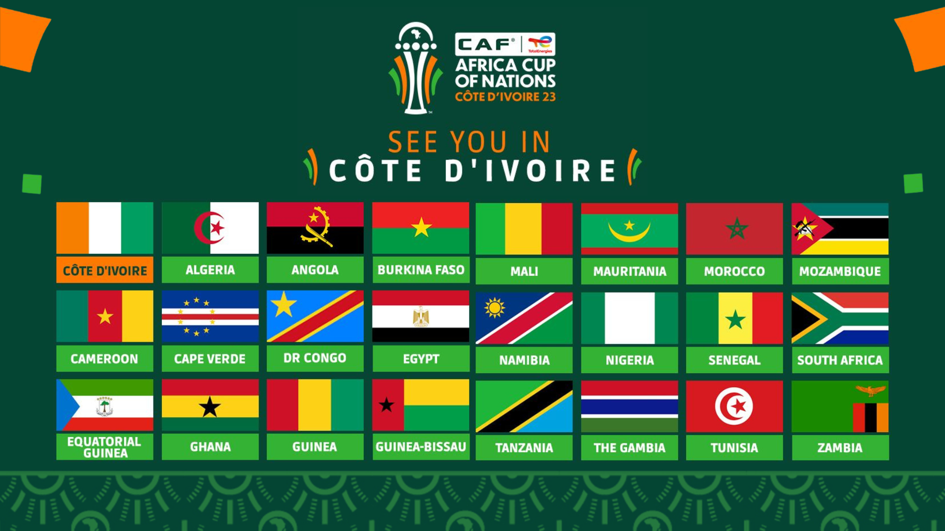تشكيلة كأس أمم إفريقيا كوت ديفوار 2023 توتال إنيرجيز المكونة من 24 منتخبا تكتمل