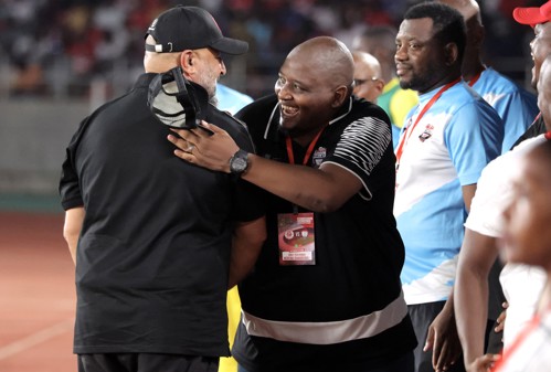 Ramoreboli with Simba coach during the CAF Champions League